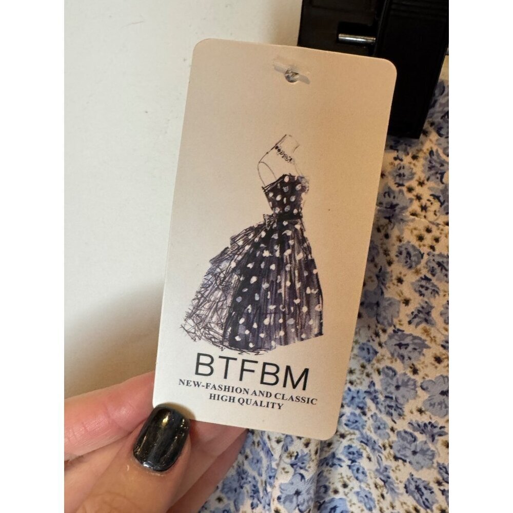 BTFBM Skirt Women XL Blue Floral‎ Print Asymmetric Ruffle Hem Boho Maxi NWT - Picture 8 of 11